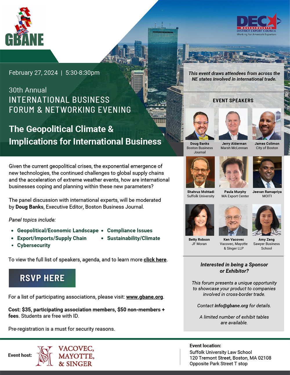 30th Annual International Business Forum & Networking Night Registration
